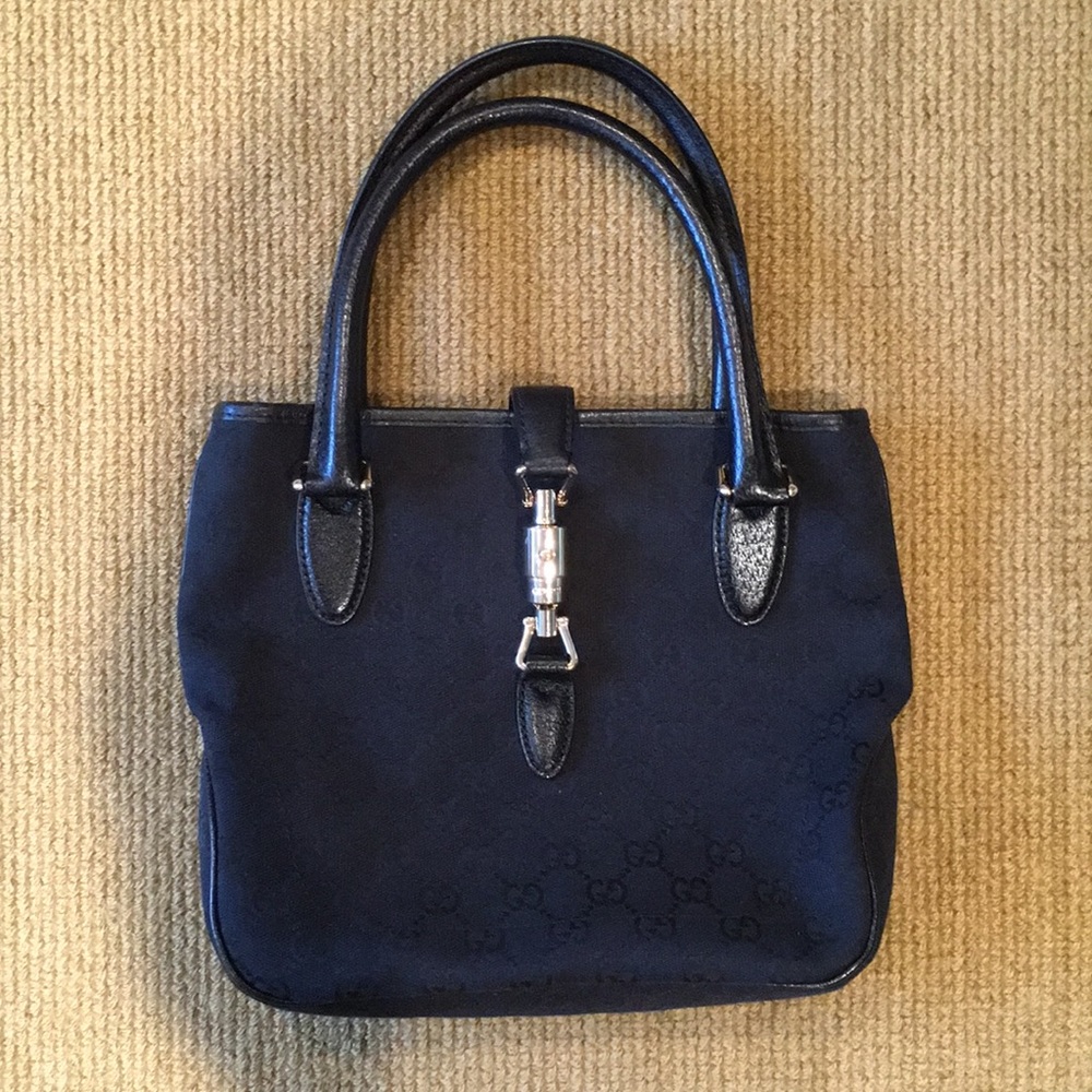 Authentic Gucci black signature monogram handbag